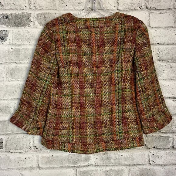 Coldwater Creek Tweed Boucle Cropped One Button Collarless Blazer - Picture 5 of 12